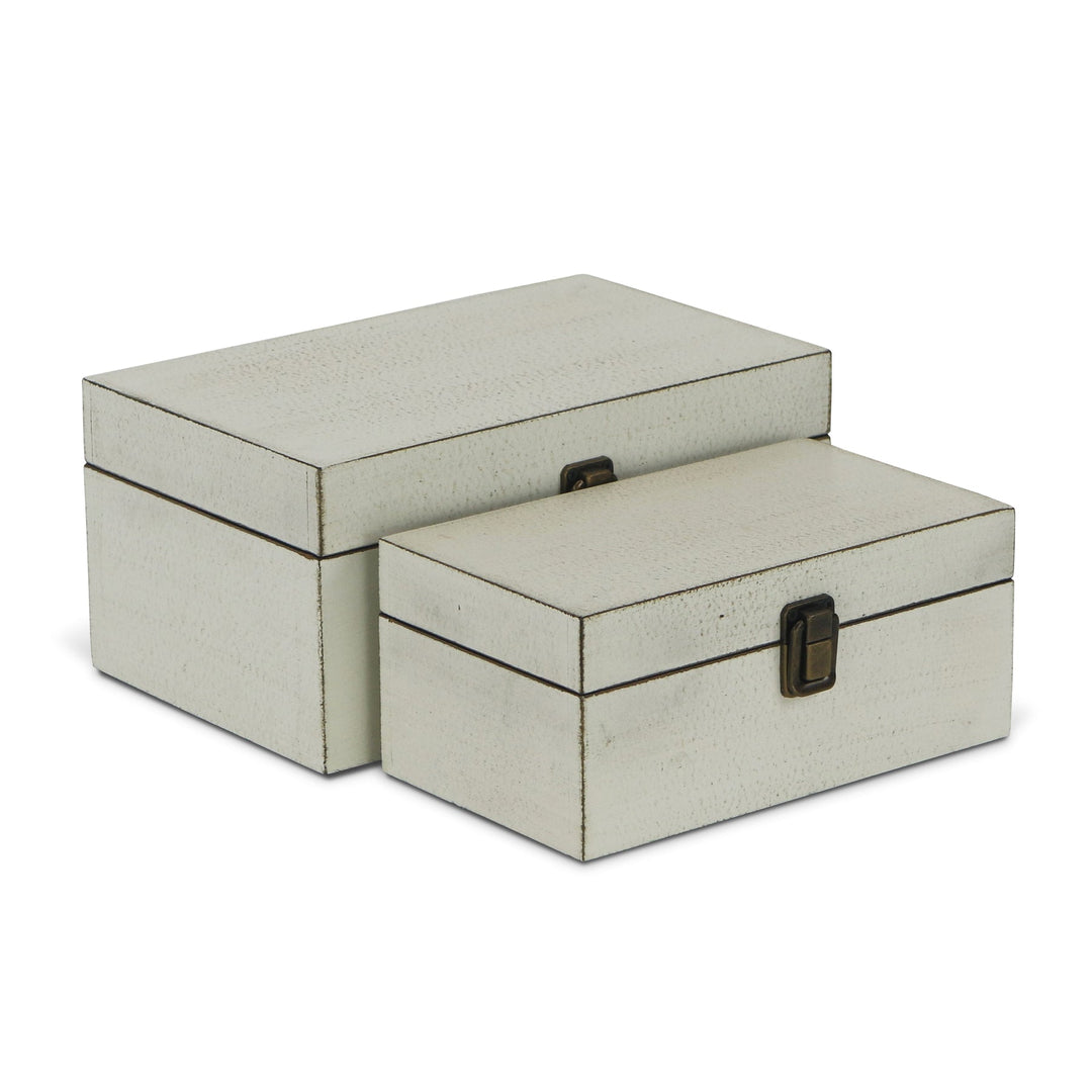 CHEUNGS Amadeo Set of 2 Wooden Latched Boxes - Off White