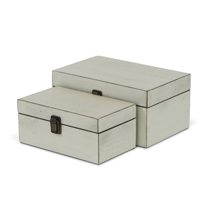 CHEUNGS Amadeo Set of 2 Wooden Latched Boxes - Off White