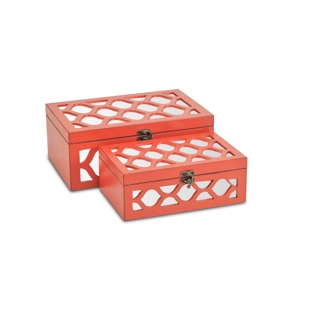 CHEUNGS Serapha Set of 2 Mirror Overlayed Boxes - Orange