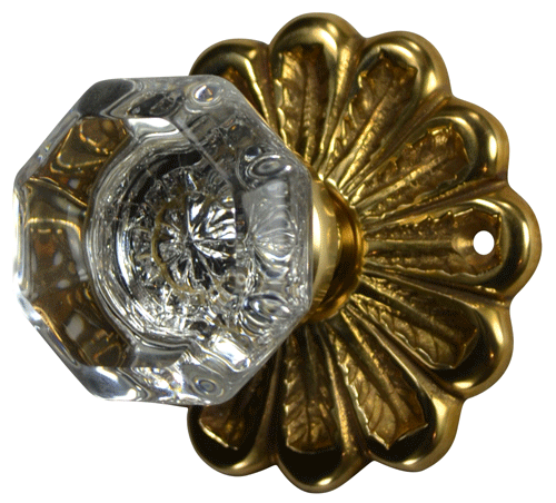 Maltesia Flower Rosette Door Set with Crystal Octagon Door Knobs (Several Finishes Available) COPPER MOUNTAIN HARDWARE