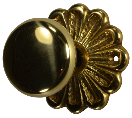 Maltesia Flower Rosette Door Set with Round Brass Door Knobs (Several Finishes Available) COPPER MOUNTAIN HARDWARE