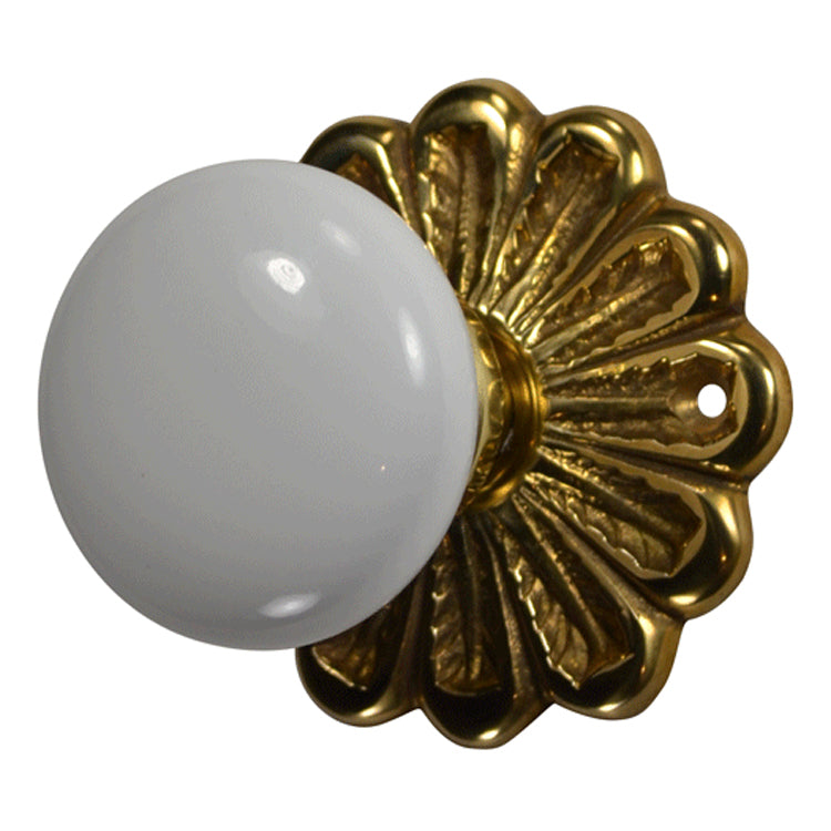 Maltesia Flower Rosette Door Set with White Porcelain Door Knobs (Several Finishes Available) COPPER MOUNTAIN HARDWARE