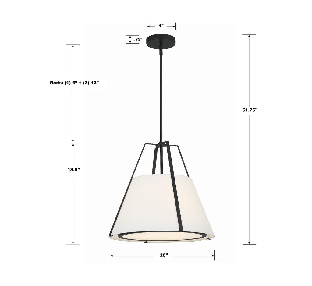 Fulton 3 Light Black Chandelier Crystorama