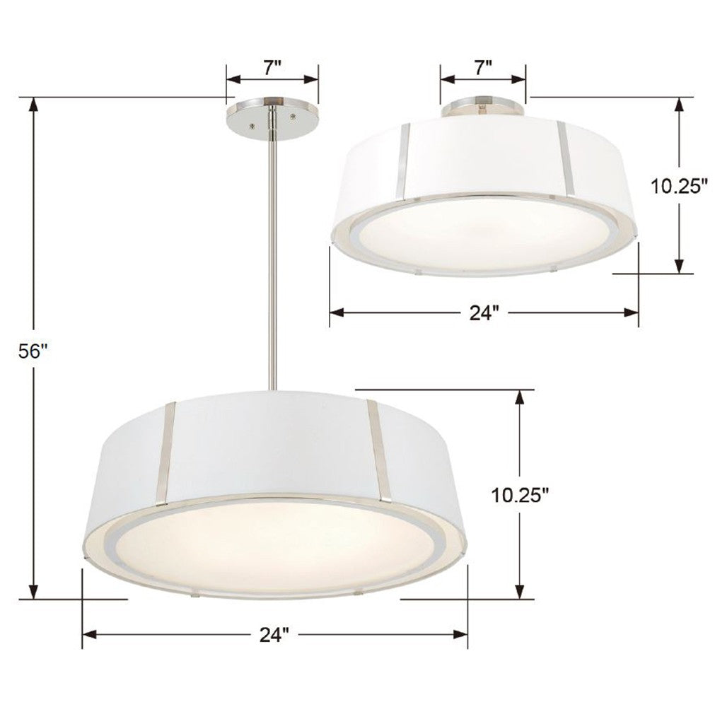 Crystorama Crystorama Fulton 6 Light Polished Nickel Semi Flush Mount