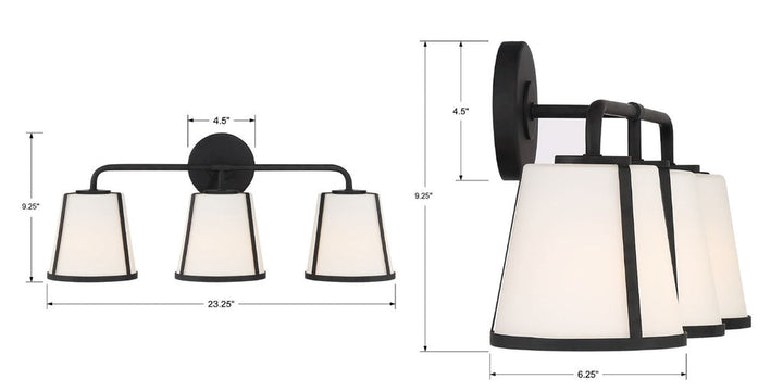Crystorama Crystorama Fulton 3 Light Black Bathroom Vanity