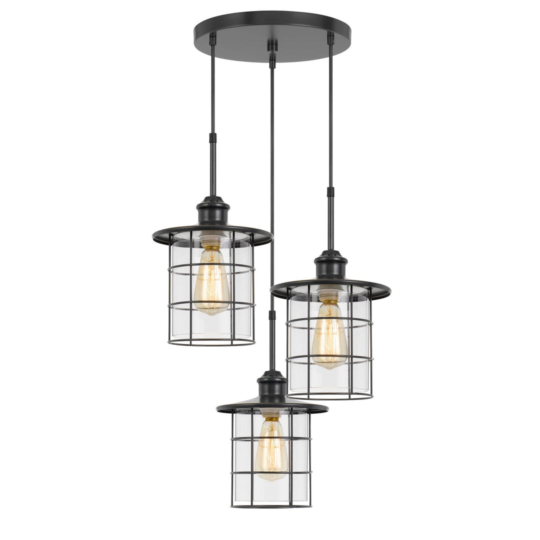 60W X 3 SILVERTON METAL/GLASS PENDANT FIXTURE (EDISON BULBS INCLUDED) Cal Lighting