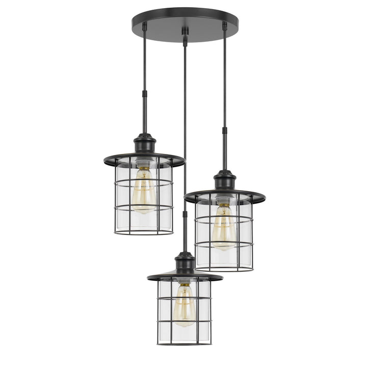 60W X 3 SILVERTON METAL/GLASS PENDANT FIXTURE (EDISON BULBS INCLUDED) Cal Lighting