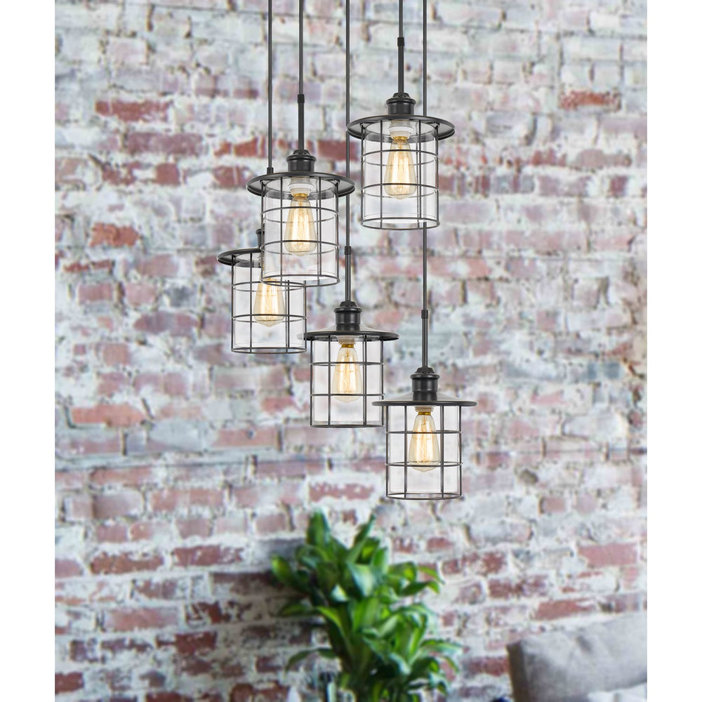 60W X 5 SILVERTON METAL/GLASS PENDANT FIXTURE (EDISON BULBS INCLUDED) Cal Lighting