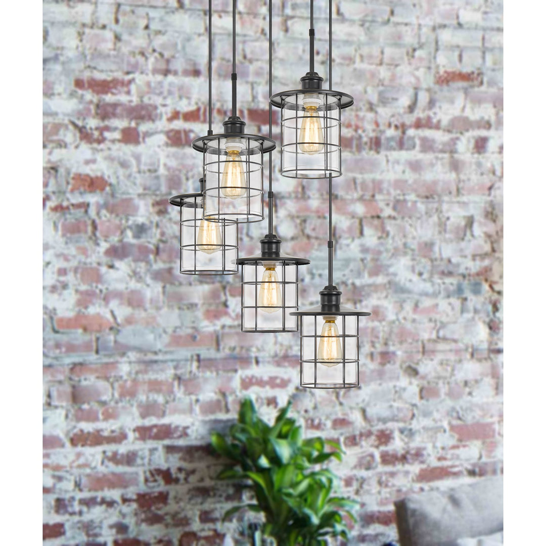 60W X 5 SILVERTON METAL/GLASS PENDANT FIXTURE (EDISON BULBS INCLUDED) Cal Lighting