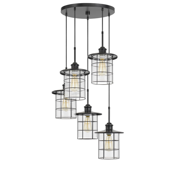 60W X 5 SILVERTON METAL/GLASS PENDANT FIXTURE (EDISON BULBS INCLUDED) Cal Lighting