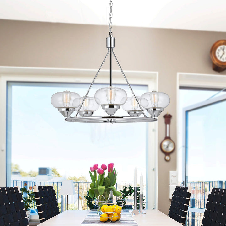 60W X 5 MAYWOOD GLASS PENDANT (EDISON BULBS NOT INCLUDED) Cal Lighting