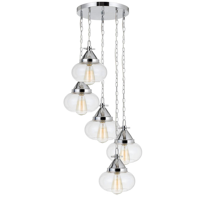 60W X 5 MAYWOOD GLASS PENDANT (EDISON BULBS NOT INCLUDED) Cal Lighting