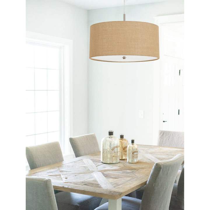 60W X 3 ADDISON BURLAP DRUM PENDANT Cal Lighting