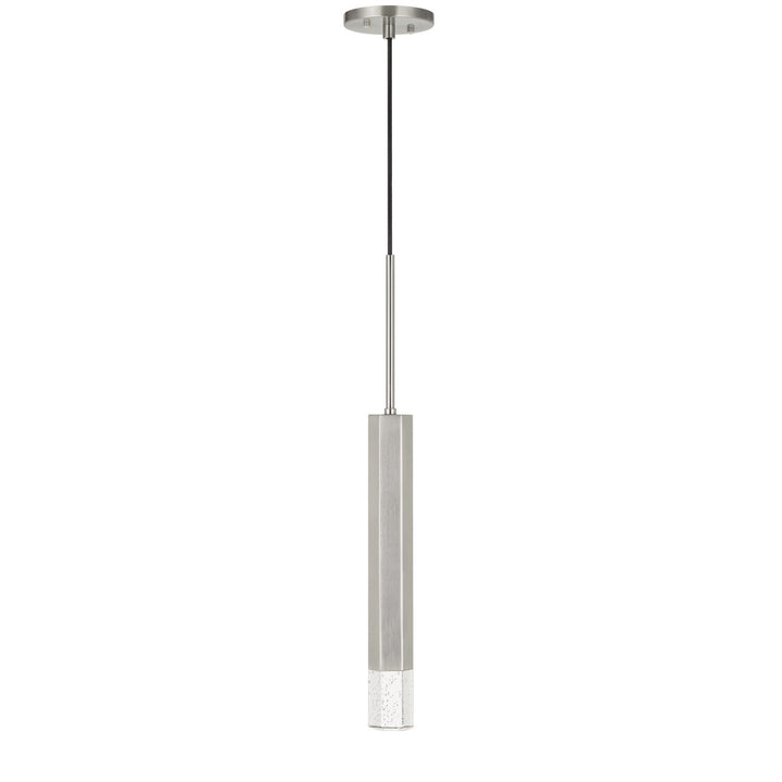 TROY INTEGRATED LED DIMMABLE HEXAGONALUMINUM CASTED 1 LIGHT PENDANT WITH GLASS DIFFUSER Cal Lighting