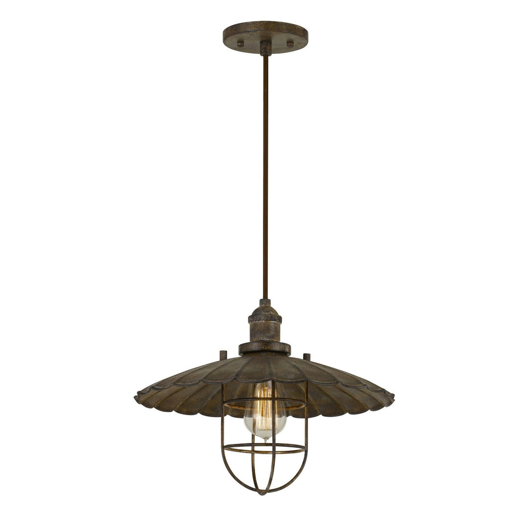 OLIVE OLD INDUSTRIAL METAL PENDANT WITH GLASS SHIELD (EDISON BULB NOT INCLUDED) Cal Lighting