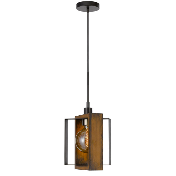 60W AGRIGENTO PINE WOOD/METAL MINI PENDANT FIXTURE (EDISON BULB INCLUDED) Cal Lighting