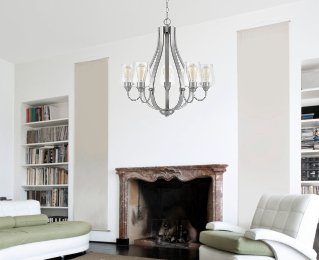 NEWPORT METAL CHANDELIER WITH GLASS SHADES Cal Lighting