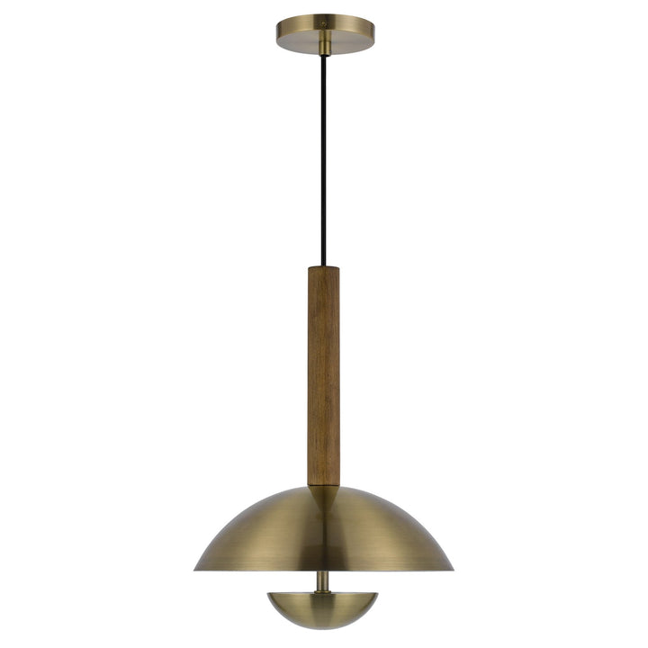 LAKELAND 15W INTERGRATED DIMMABLE LED METAL / BIRCH WOOD PENDANT LIGHT WITH HALF DOMED METAL SHADE Cal Lighting