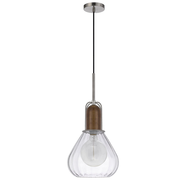 60W ROCHELLE METAL / RUBBER WOOD MINI GLASS PENDANT Cal Lighting