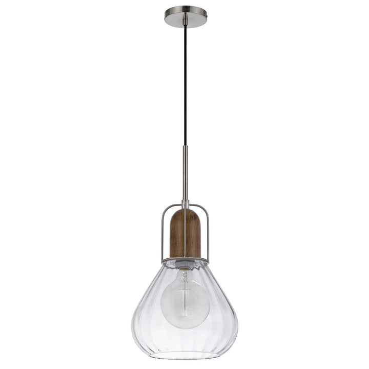 60W ROCHELLE METAL / RUBBER WOOD MINI GLASS PENDANT Cal Lighting