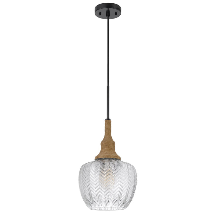 MONROE 60W GLASS PENDANT LIGHT WITH BURLAP ROPED FONT Cal Lighting