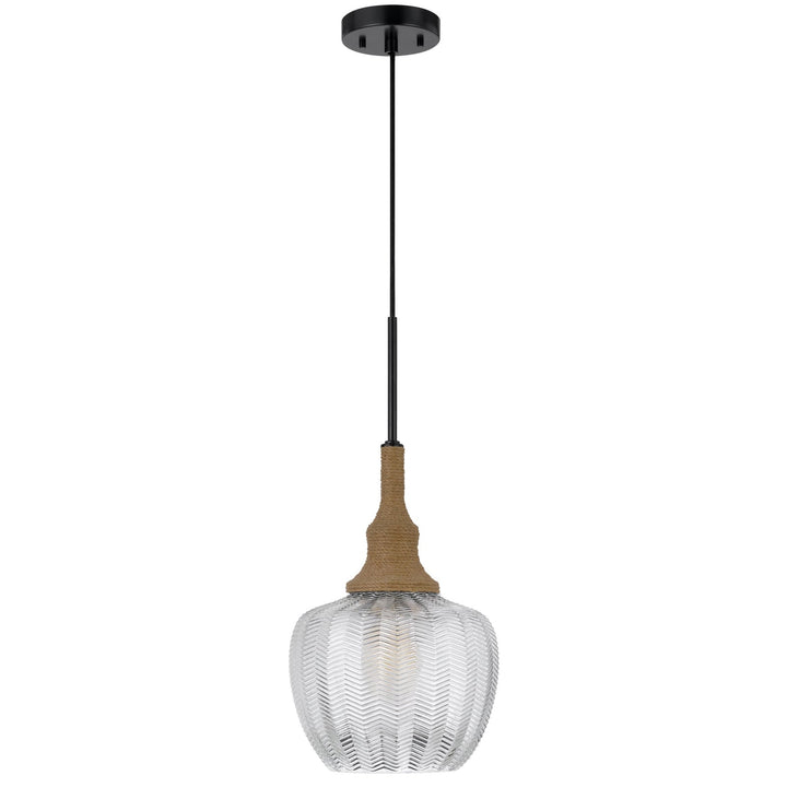 MONROE 60W GLASS PENDANT LIGHT WITH BURLAP ROPED FONT Cal Lighting