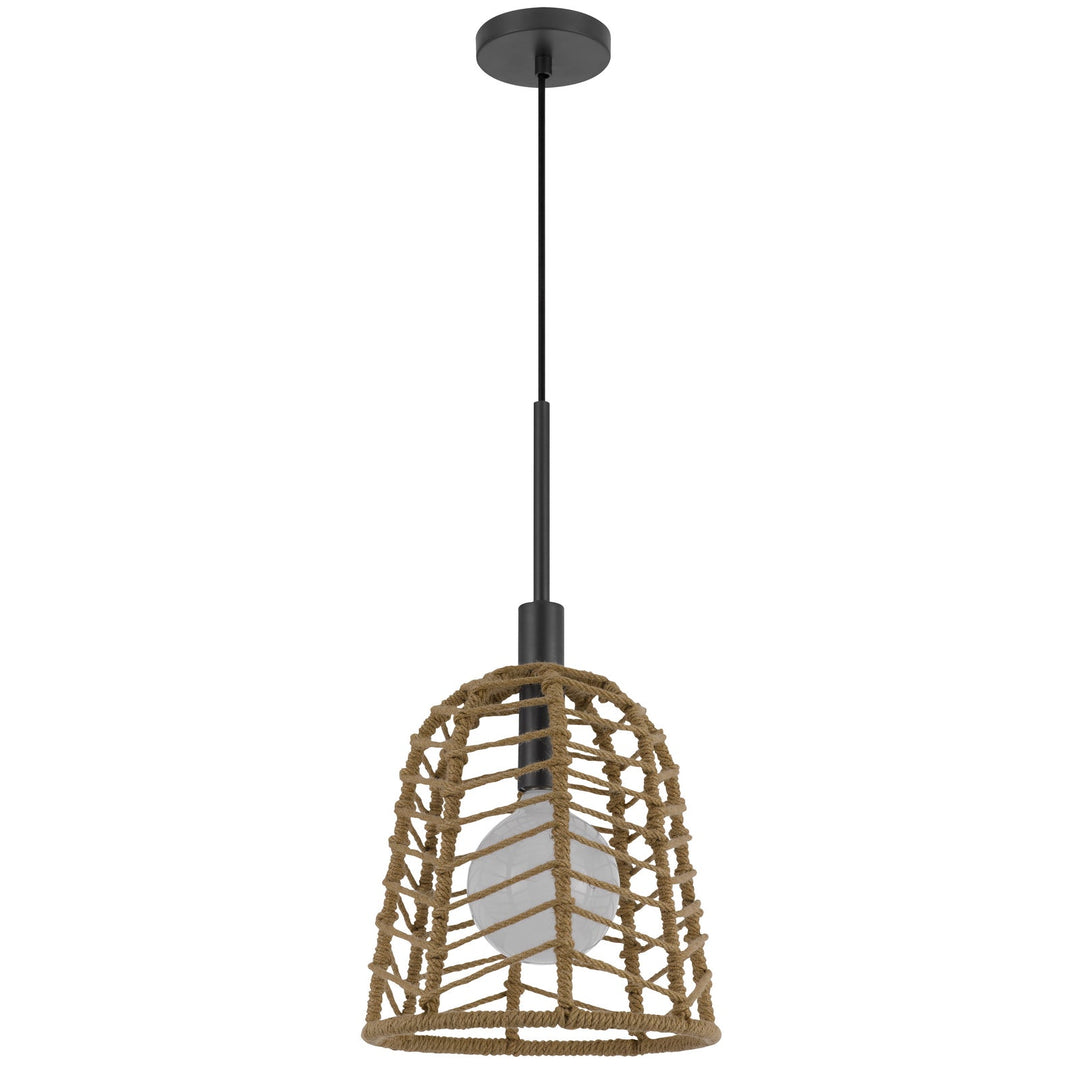 PARKTON 60W METAL PENDANT WITH BURLAP ROPED SHADE Cal Lighting