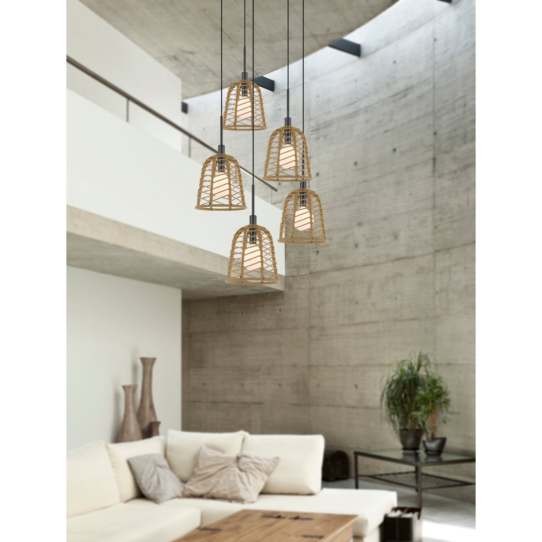 PARKTON 60W METAL PENDANT WITH BURLAP ROPED SHADE Cal Lighting