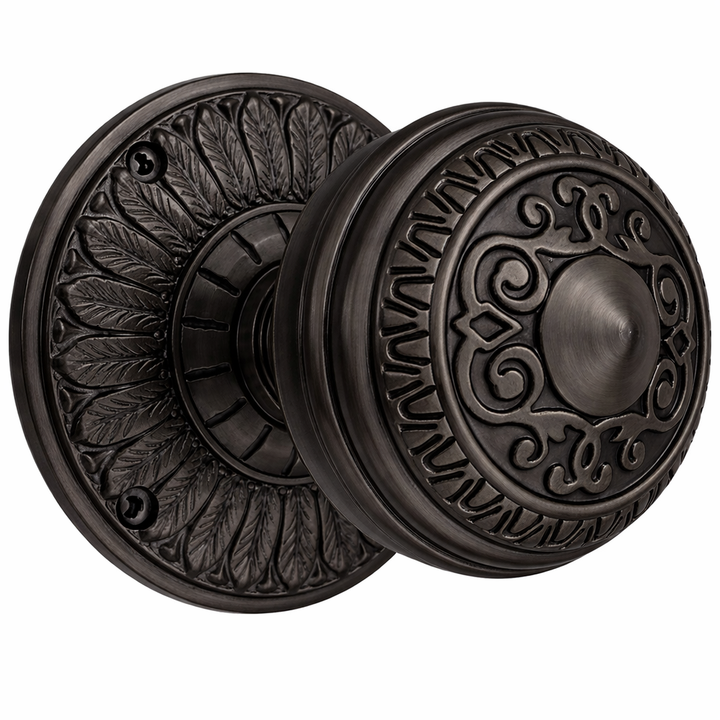 Feather Rosette Door Set with Egg & Dart Door Knobs (Several Finishes Available)