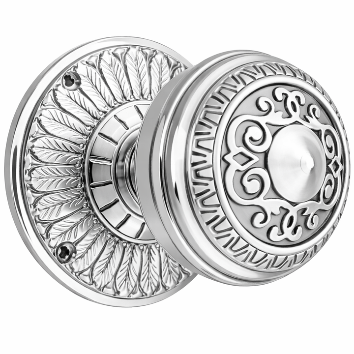 Feather Rosette Door Set with Egg & Dart Door Knobs (Several Finishes Available)