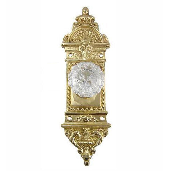 ##Antique Hardware## L'Enfant Backplate Door Set with Fluted Crystal Door Knobs (Several Finishes Available)