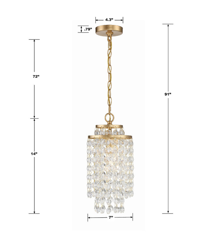 Gabrielle 1 Light Antique Gold Mini Pendant Crystorama