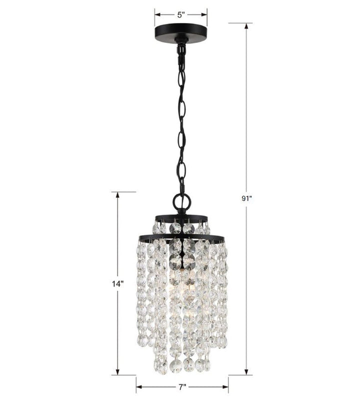 Gabrielle 1 Light Matte Black Mini Pendant Crystorama