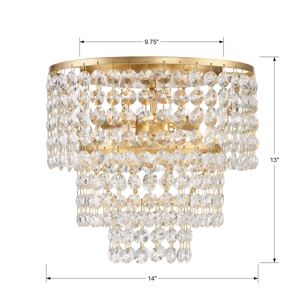 Crystorama Crystorama Gabrielle 3 Light Antique Gold Flush Mount