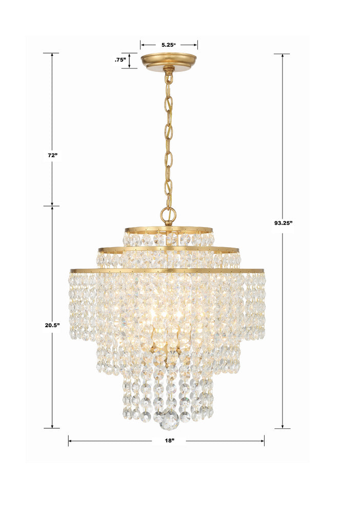 Gabrielle 4 Light Antique Gold Chandelier Crystorama