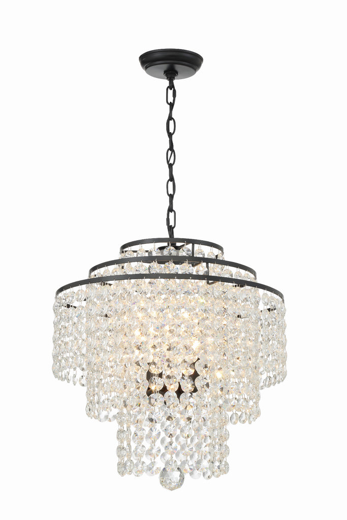 Gabrielle 4 Light Matte Black Chandelier Crystorama