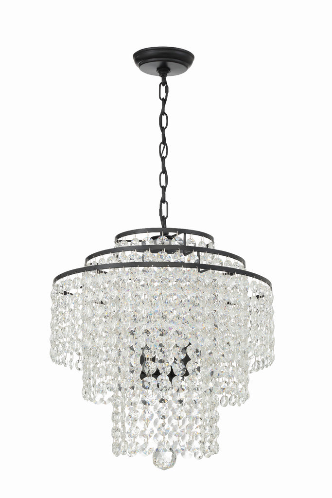 Gabrielle 4 Light Matte Black Chandelier Crystorama