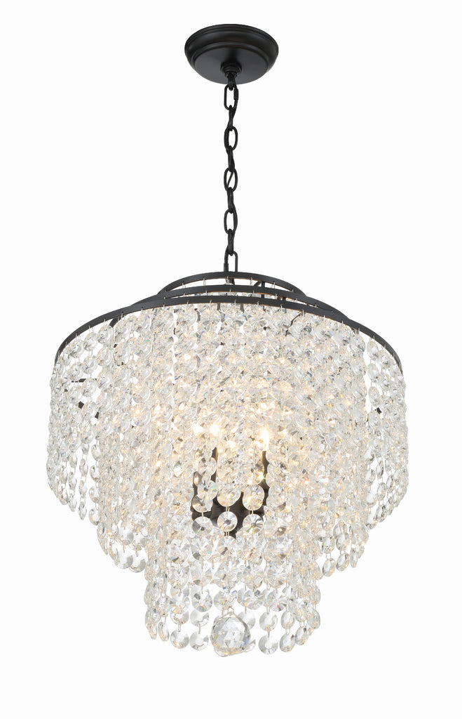 Gabrielle 4 Light Matte Black Chandelier Crystorama