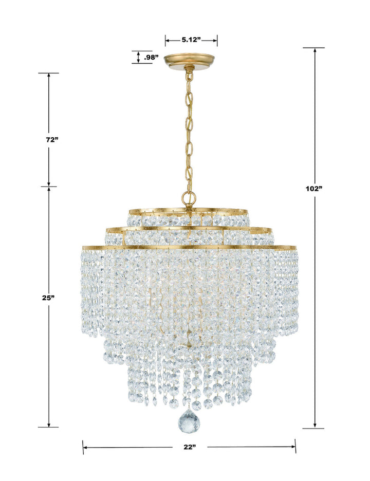 Gabrielle 6 Light Antique Gold Chandelier Crystorama