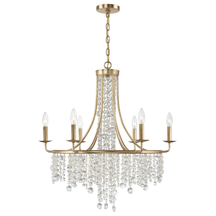 Gabrielle 6 Light Antique Gold Chandelier Crystorama