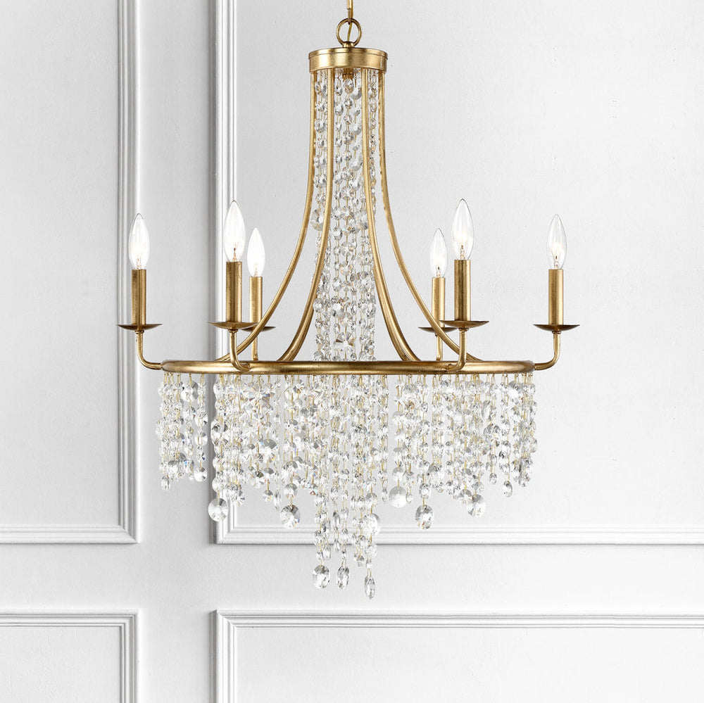 Gabrielle 6 Light Antique Gold Chandelier Crystorama