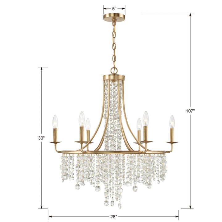 Gabrielle 6 Light Antique Gold Chandelier Crystorama