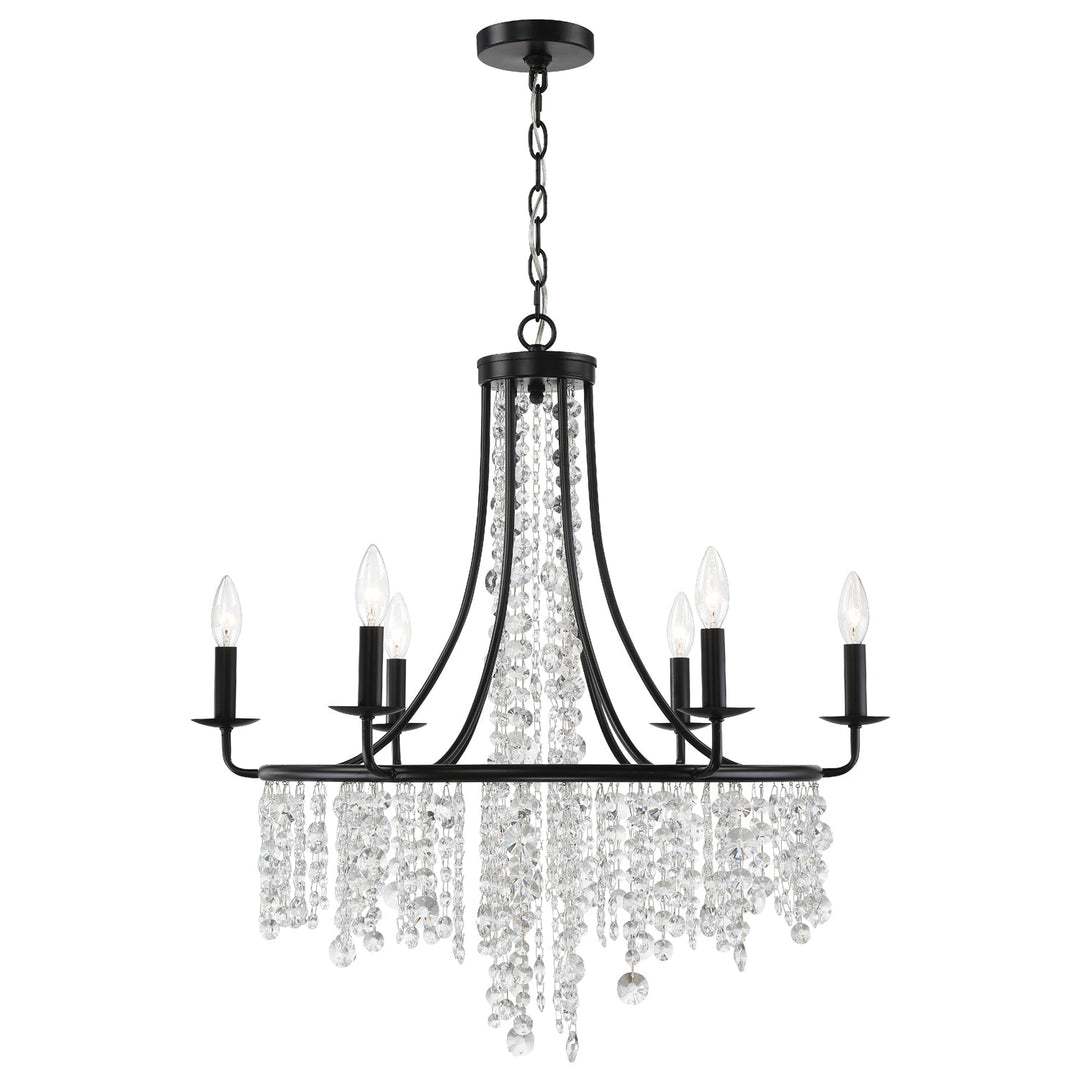 Gabrielle 6 Light Matte Black Chandelier Crystorama