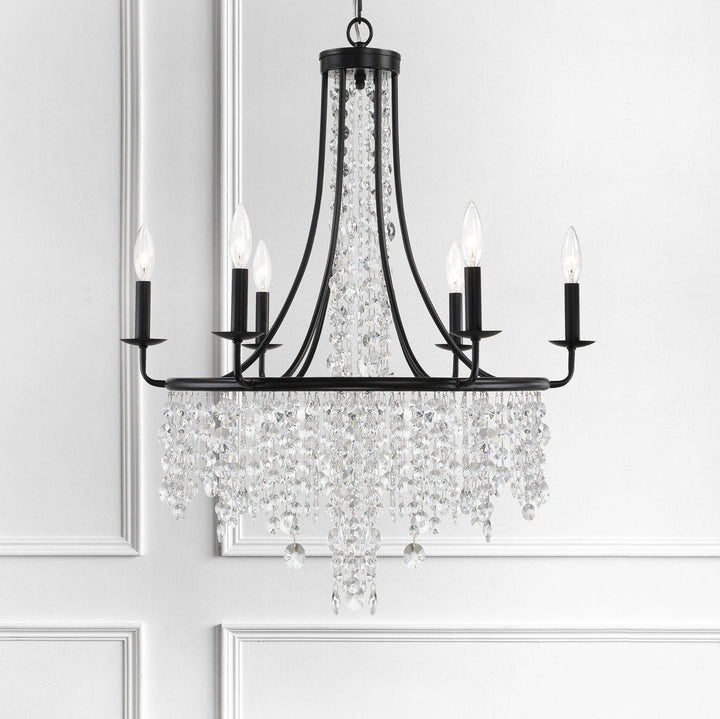 Gabrielle 6 Light Matte Black Chandelier Crystorama