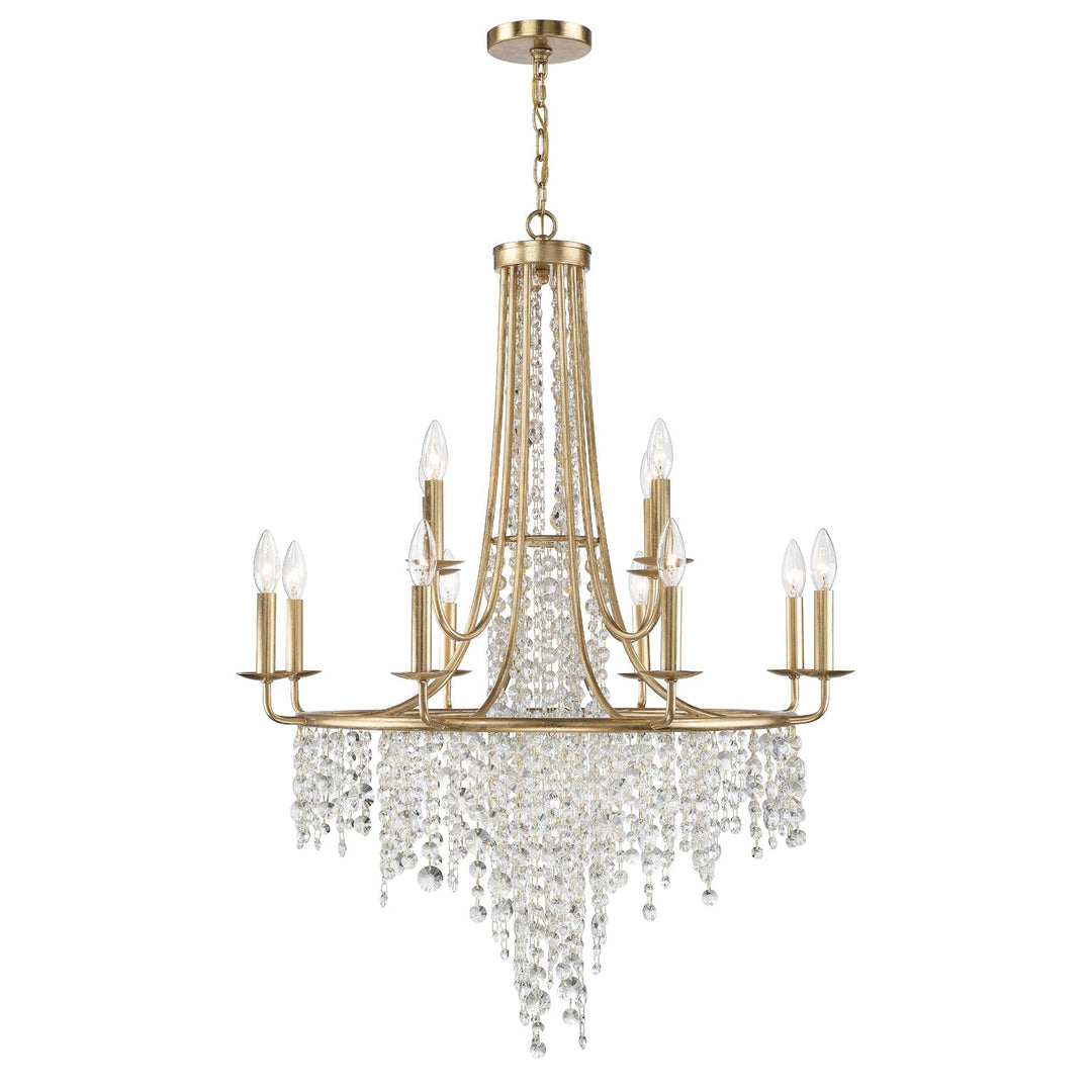 Gabrielle 12 Light Antique Gold Chandelier Crystorama