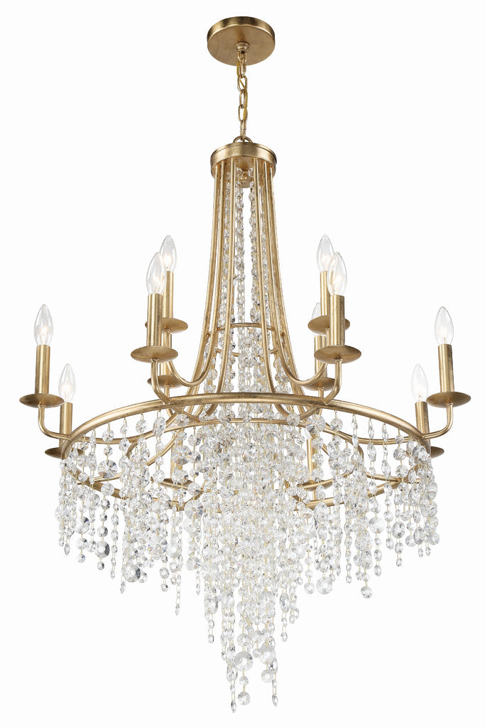 Gabrielle 12 Light Antique Gold Chandelier Crystorama