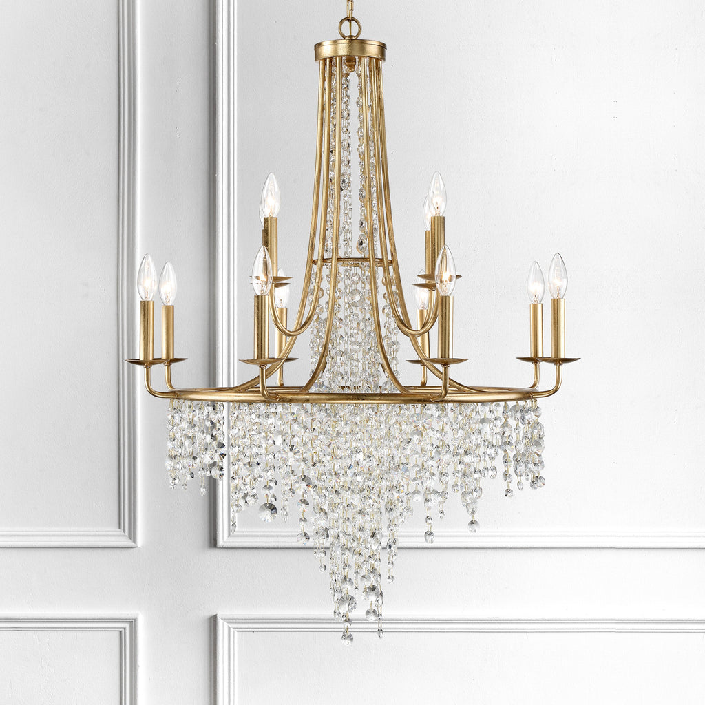 Gabrielle 12 Light Antique Gold Chandelier Crystorama