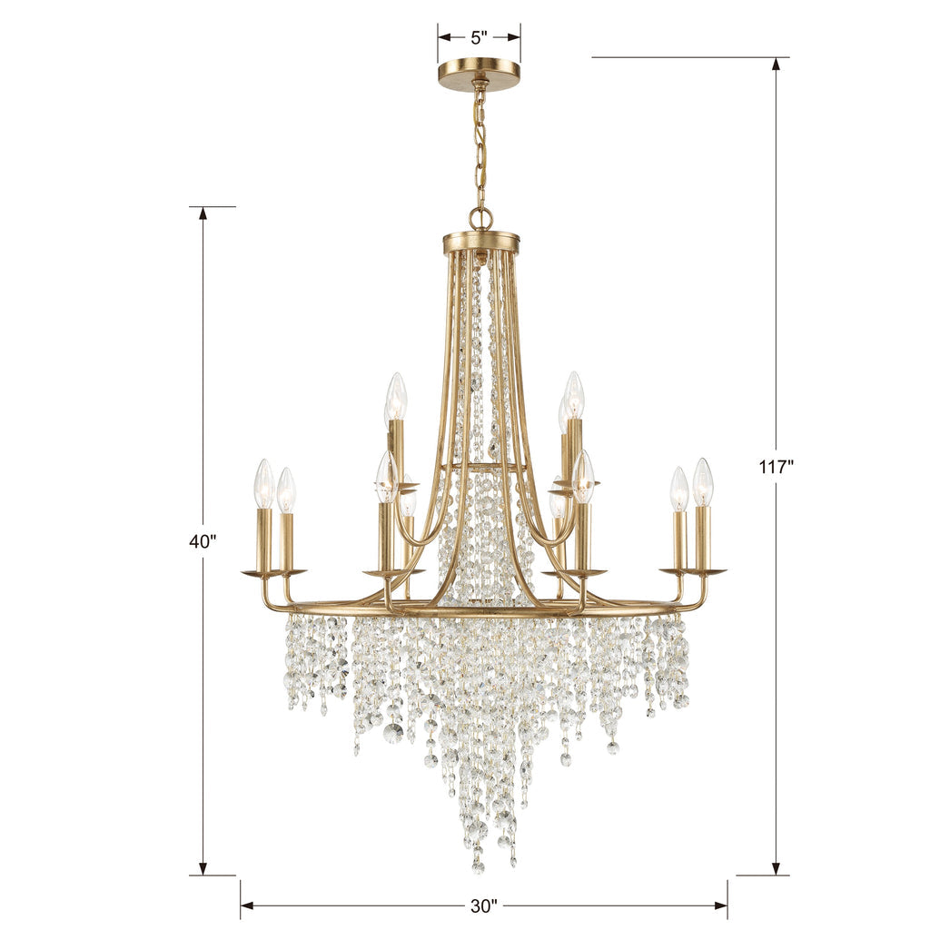 Gabrielle 12 Light Antique Gold Chandelier Crystorama