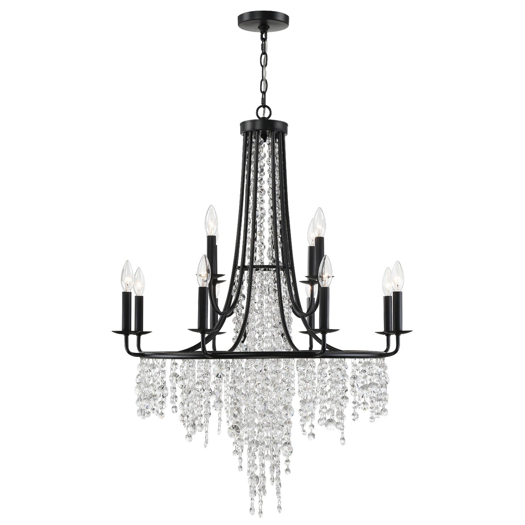 Gabrielle 12 Light Matte Black Chandelier Crystorama