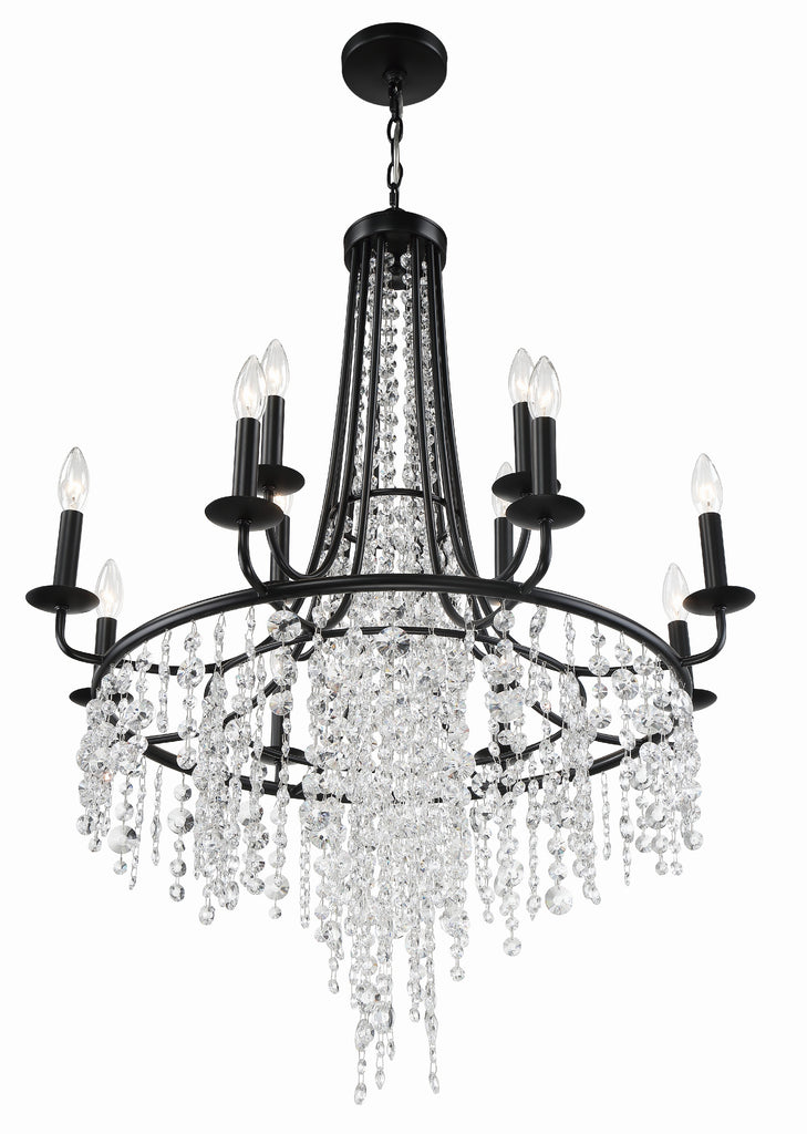 Gabrielle 12 Light Matte Black Chandelier Crystorama